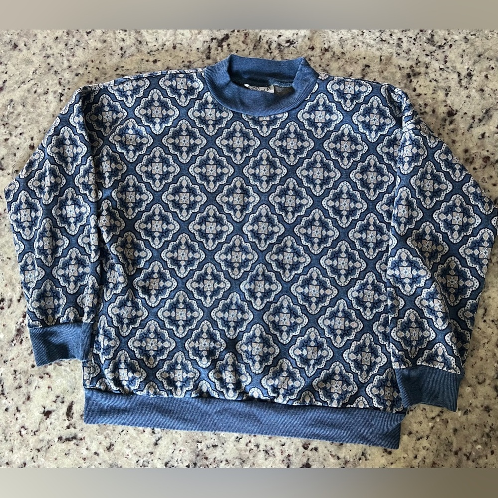 Vintage Pullover Blue Pattern Women’s L